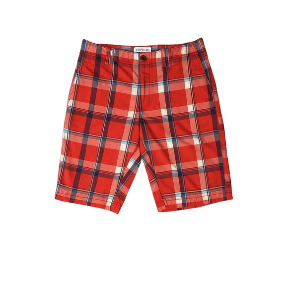 Aeropostale Red Blue Plaid Drawstring Shorts Men’s Size 36 Cotton Casual - Picture 1 of 9
